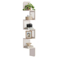 5-Tier Zigzag Corner Wall Shelf Rattan Sides Boho Floating Display