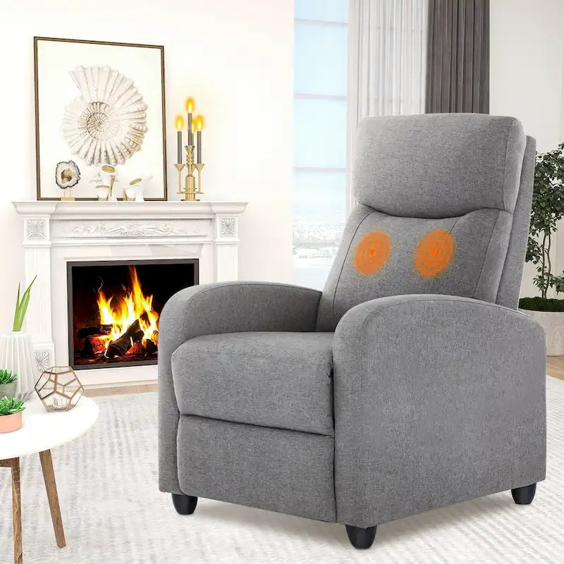 Black PU Leather Recliner Chair 8 Massage Modes Heating Footrest