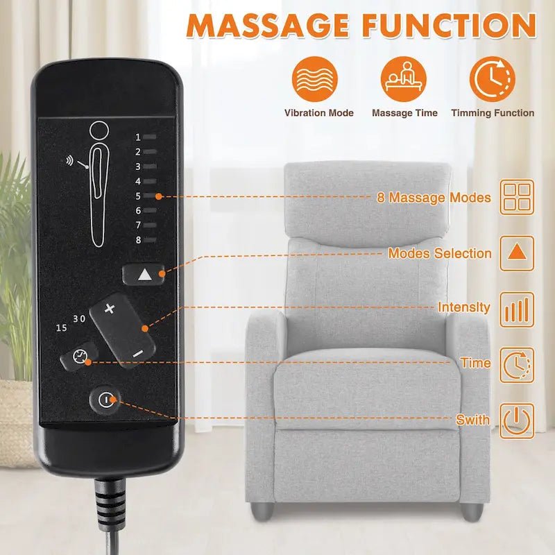 Relaxsessel in Schwarz aus PU-Leder mit 8 Massagemodi, Wärmefunktion und Fußstütze