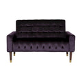 Mid-Century Velvet Button Tufted Loveseat Birch Tapered Legs Gold Accent