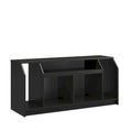 White Low-Profile TV Stand 5 Open Compartments Wire Management Fits 59 Inch