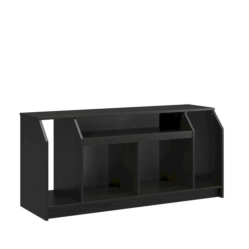 White Low-Profile TV Stand 5 Open Compartments Wire Management Fits 59 Inch