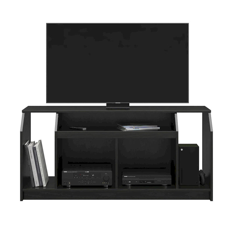 White Low-Profile TV Stand 5 Open Compartments Wire Management Fits 59 Inch