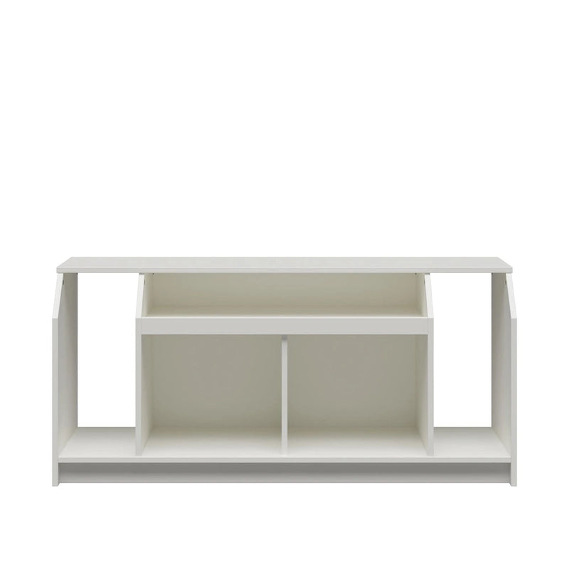 White Low-Profile TV Stand 5 Open Compartments Wire Management Fits 59 Inch