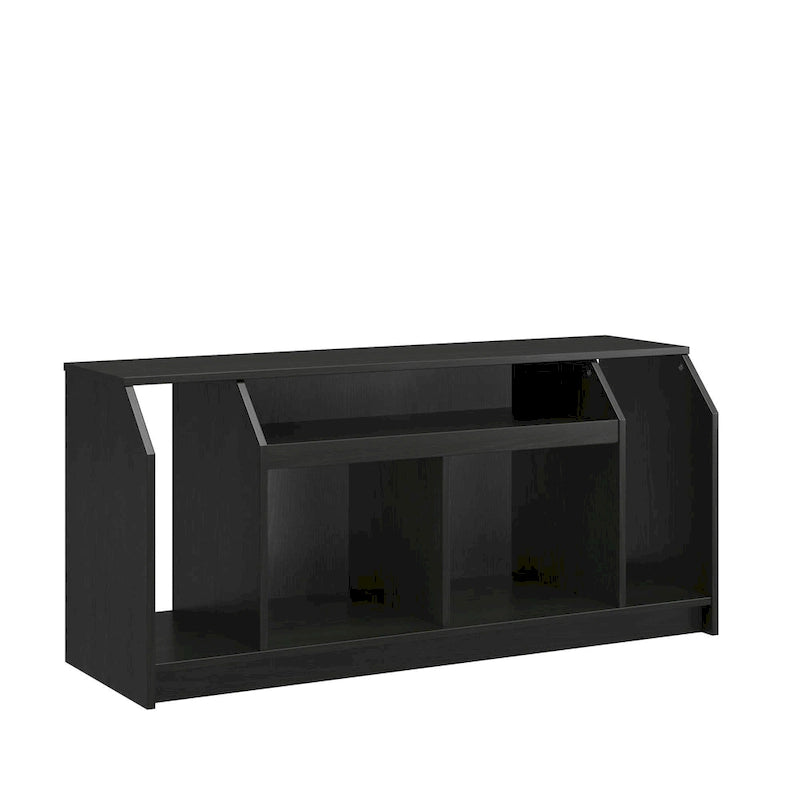 White Low-Profile TV Stand 5 Open Compartments Wire Management Fits 59 Inch