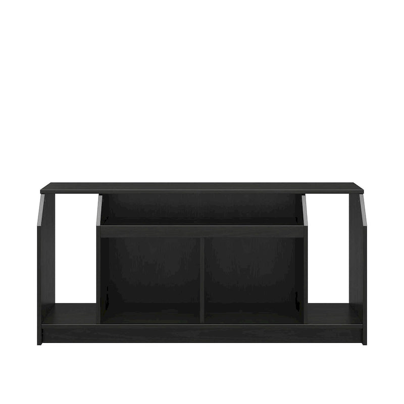 White Low-Profile TV Stand 5 Open Compartments Wire Management Fits 59 Inch