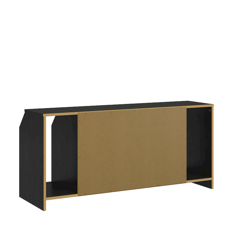 White Low-Profile TV Stand 5 Open Compartments Wire Management Fits 59 Inch