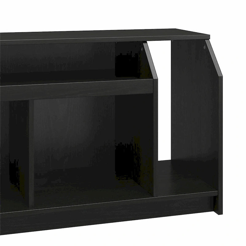 White Low-Profile TV Stand 5 Open Compartments Wire Management Fits 59 Inch