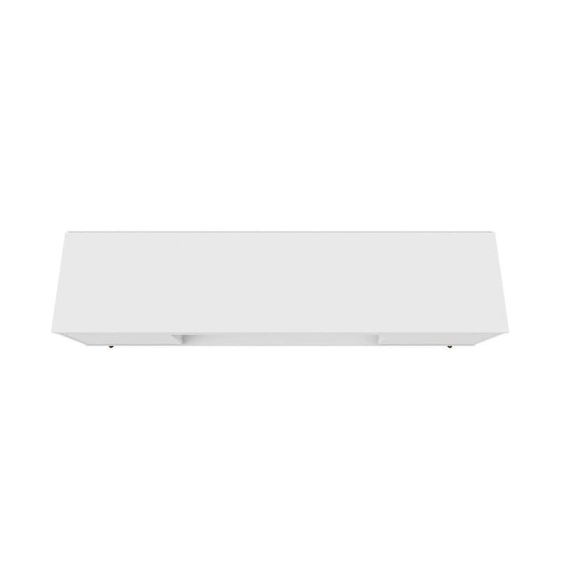 Meuble TV blanc de style moderne du milieu du siècle, console multimédia à 2 portes et 2 étagères, pieds évasés en noyer, convient jusqu’à 60 pouces