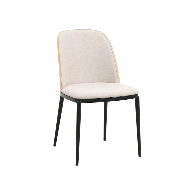 Mid-Century Upholstered Dining Side Chair Fabric Seat Steel Frame