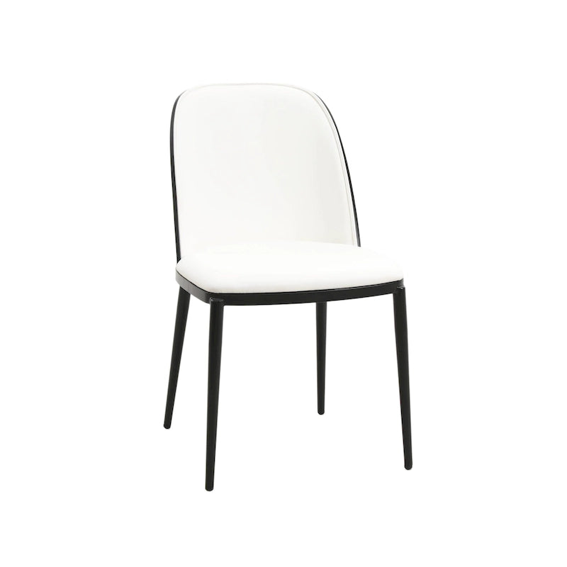 Mid-Century Upholstered Dining Side Chair Fabric Seat Steel Frame