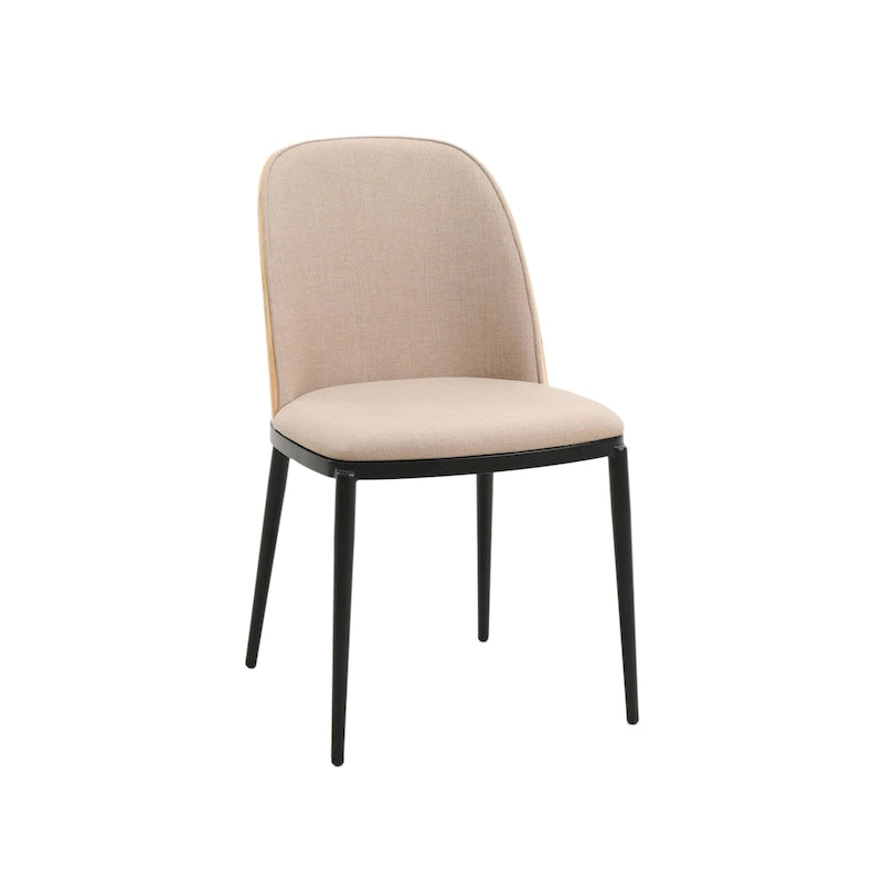 Mid-Century Upholstered Dining Side Chair Fabric Seat Steel Frame
