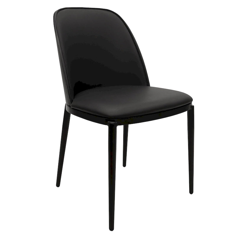 Mid-Century Upholstered Dining Side Chair Fabric Seat Steel Frame