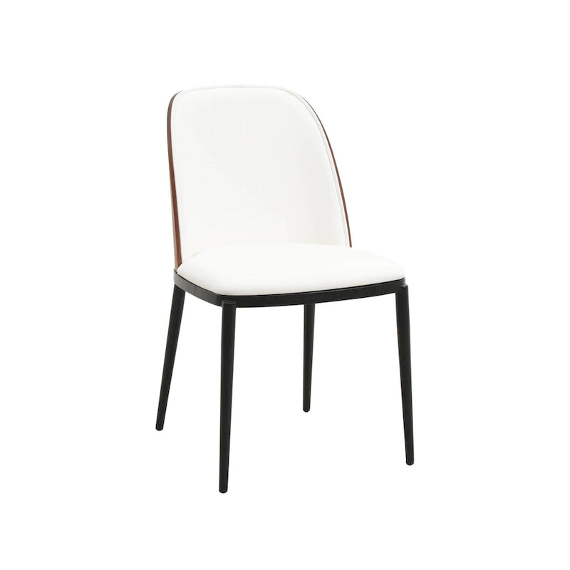 Mid-Century Upholstered Dining Side Chair Fabric Seat Steel Frame