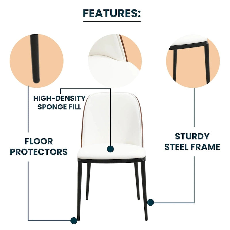 Mid-Century Upholstered Dining Side Chair Fabric Seat Steel Frame