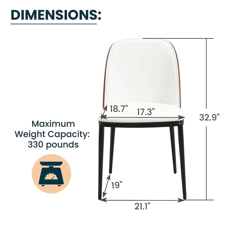 Mid-Century Upholstered Dining Side Chair Fabric Seat Steel Frame