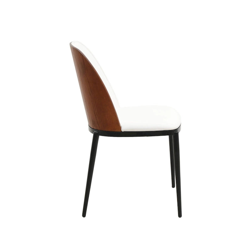 Mid-Century Upholstered Dining Side Chair Fabric Seat Steel Frame
