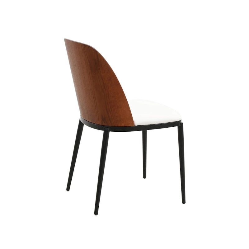 Mid-Century Upholstered Dining Side Chair Fabric Seat Steel Frame