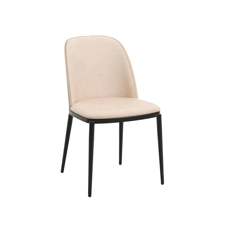 Mid-Century Upholstered Dining Side Chair Fabric Seat Steel Frame