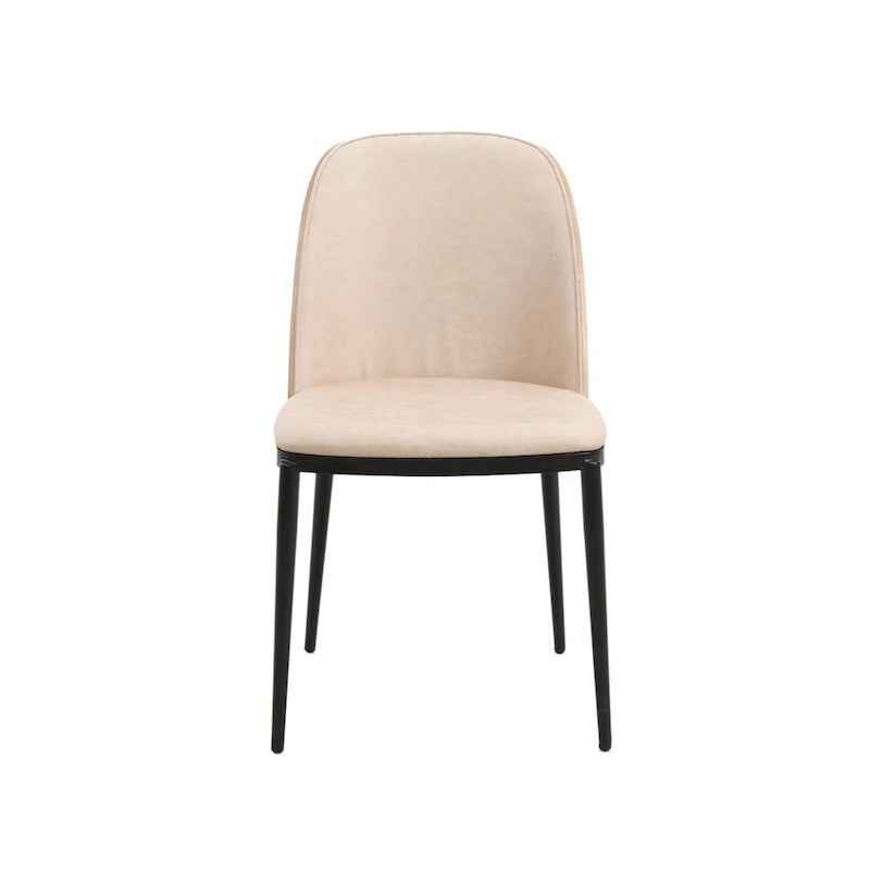 Mid-Century Upholstered Dining Side Chair Fabric Seat Steel Frame