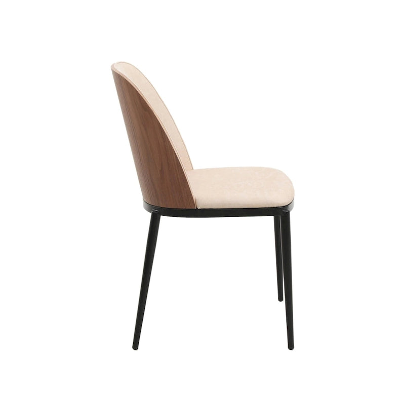 Mid-Century Upholstered Dining Side Chair Fabric Seat Steel Frame
