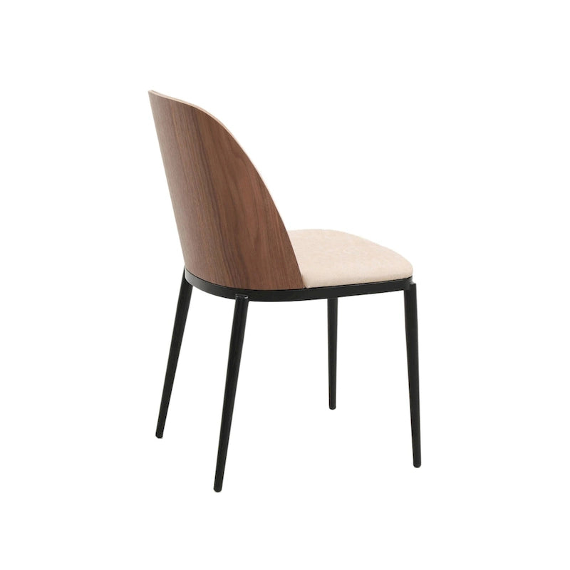 Mid-Century Upholstered Dining Side Chair Fabric Seat Steel Frame
