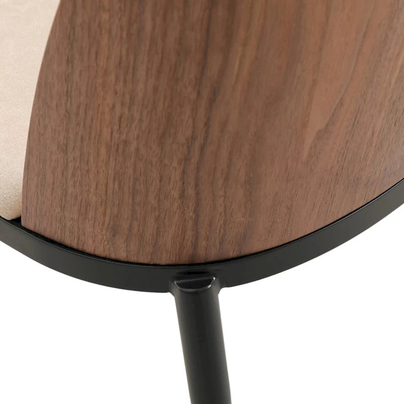 Mid-Century Upholstered Dining Side Chair Fabric Seat Steel Frame