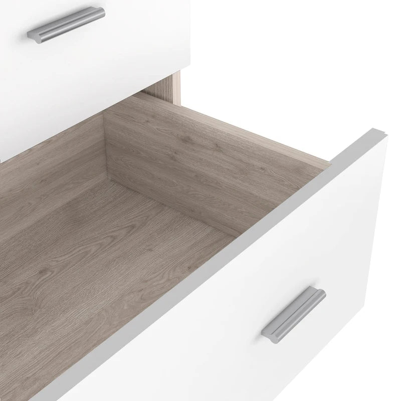 White 3-Drawer Dresser Pressed Wood Wide Drawers Spacious Top Surface
