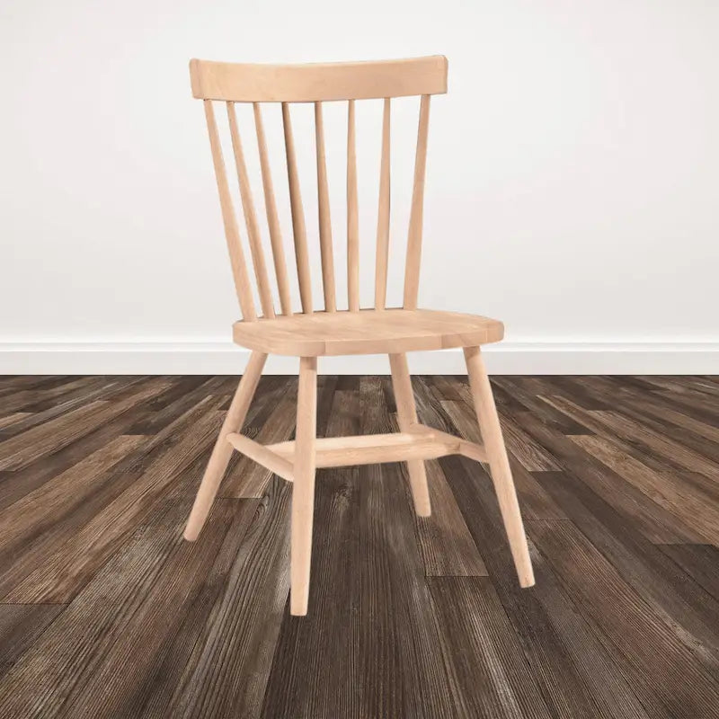 Unfinished Solid Parawood Windsor Spindle Back Dining Chair Natural