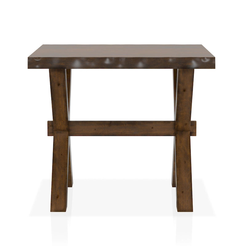 Walnut Solid Wood Square End Table X-Leg Live Edge Transitional