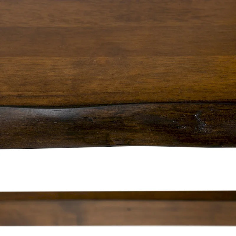 Vierkante bijzettafel van massief walnotenhout met X-poten, natuurlijke boomrand en overgangsstijl