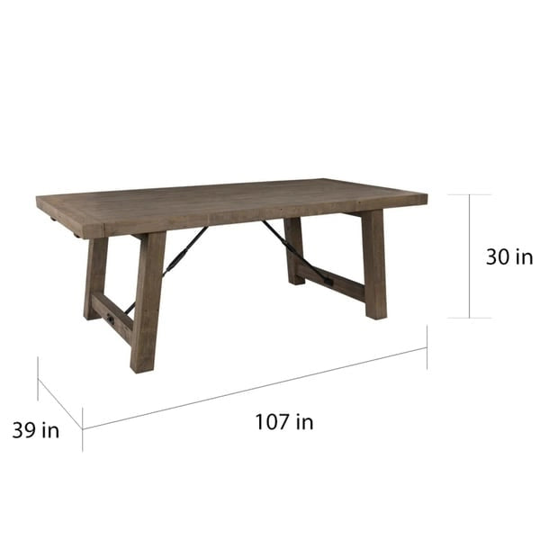 Weathered Brown Reclaimed Pine Extendable Dining Table Metal Turnbuckle Trestle Base Seats 8