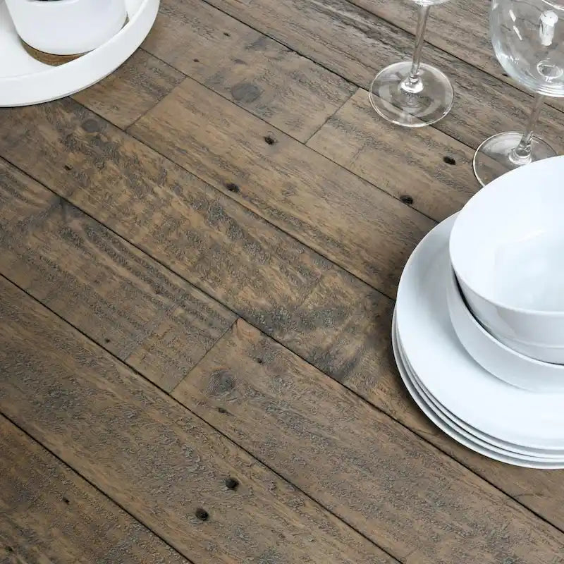 Weathered Brown Reclaimed Pine Extendable Dining Table Metal Turnbuckle Trestle Base Seats 8