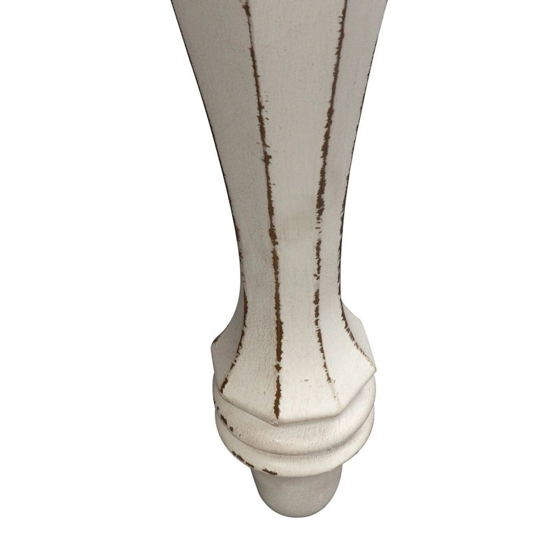 Antique White Extendable Dining Table Weathered Bark Top Carved Cabriole Legs Two 18in Leaves