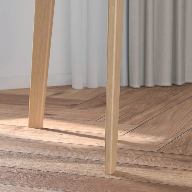 Schreibtisch aus weißer Eiche, 2 Schubladen, Massivholz, konische Beine, abgerundete Ecken, 39.4 Inch