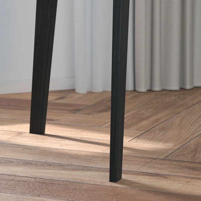 Schreibtisch aus weißer Eiche, 2 Schubladen, Massivholz, konische Beine, abgerundete Ecken, 39.4 Inch