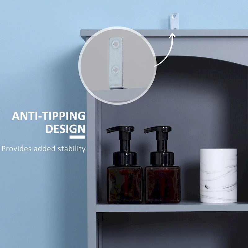 Tall Freestanding Bathroom Linen Tower Cabinet Open Shelves Drawer Door