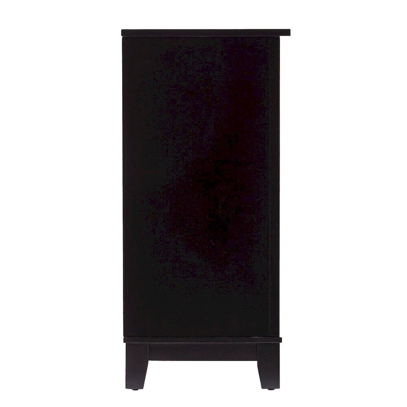Black Rattan Sideboard Cabinet with Drawers Brass Hardware Natural