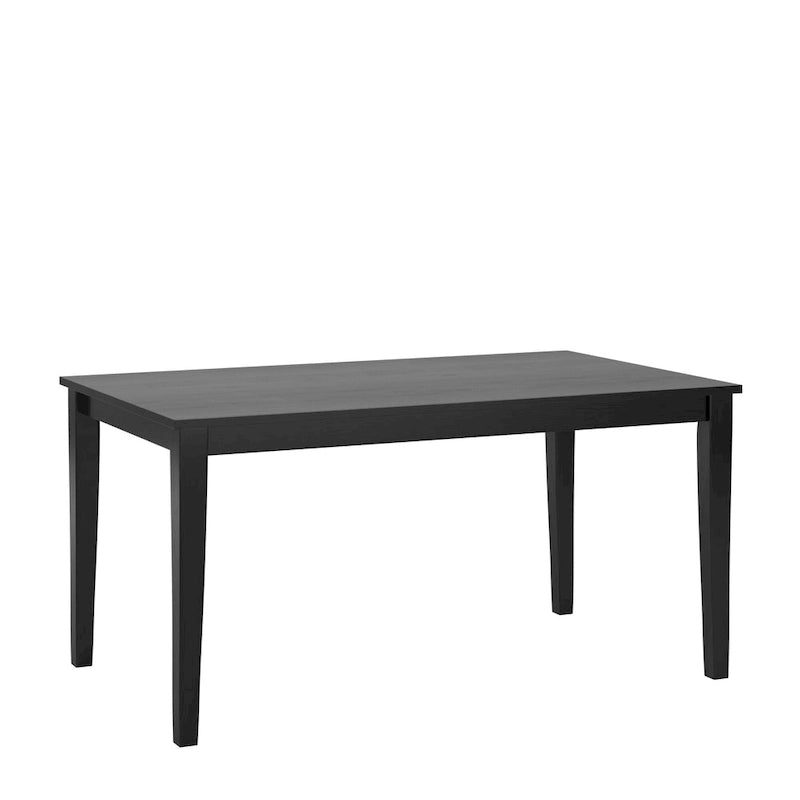 Black Rectangular Compact Dining Table Tapered Legs Rubberwood Veneer MDF Seats 4