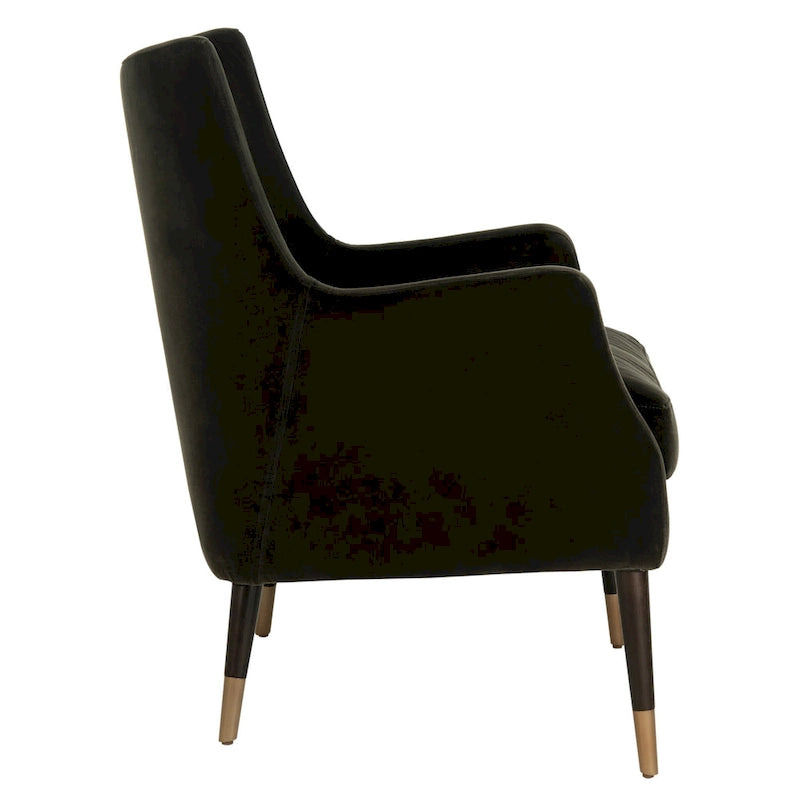 Poltrona decorativa in velluto grigio ardesia rétro, terminali delle gambe in ottone anticàto