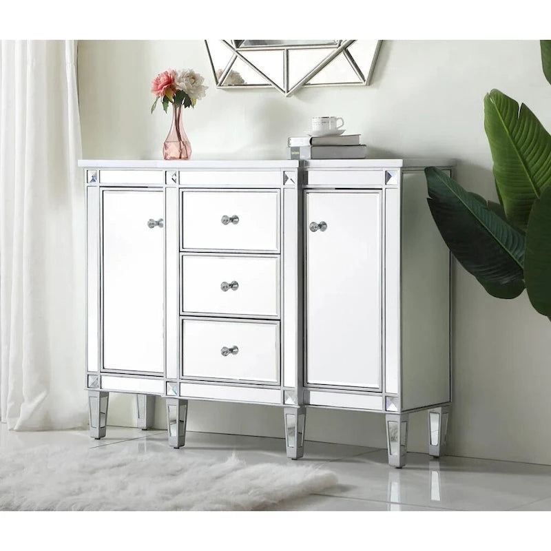 2-Door Mirrored Accent Cabinet
