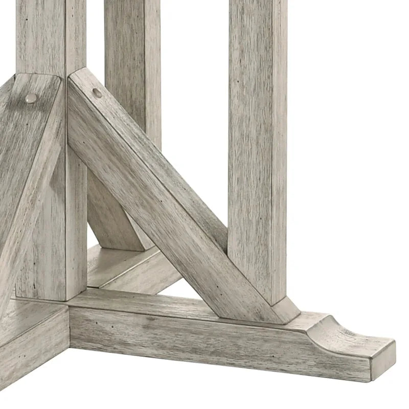 Runder Esstisch in dunklem Walnusston, antikweiße Säulenfußbasis, Gummibaumholz, 47 Inch, Landhausstil