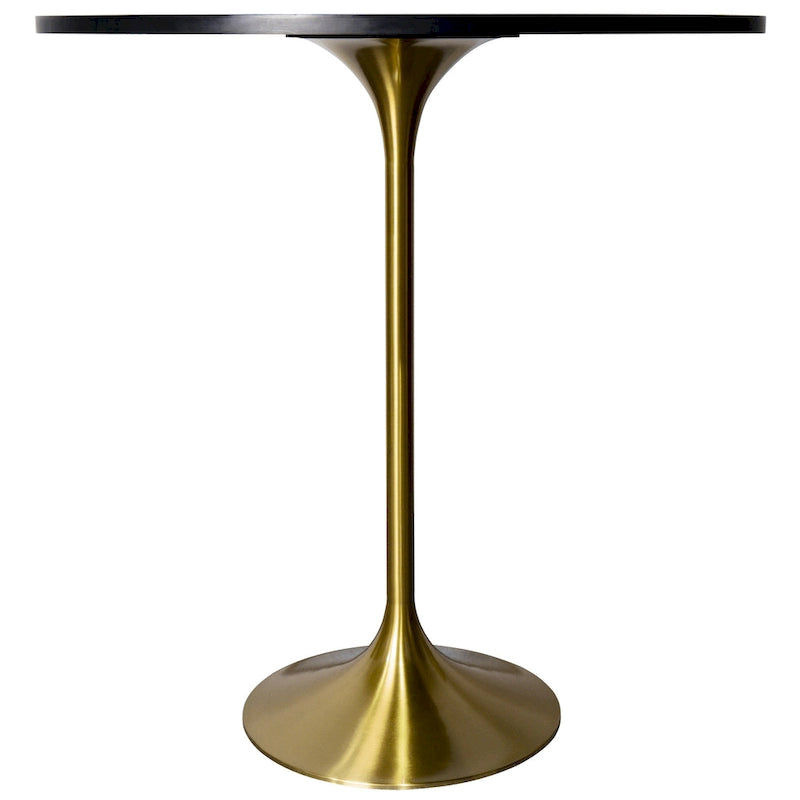 Black Marble MDF Round Bar Dining Table Brushed Gold Tulip Pedestal