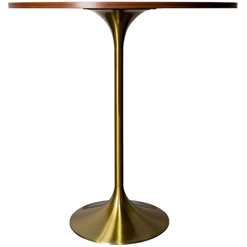Black Marble MDF Round Bar Dining Table Brushed Gold Tulip Pedestal