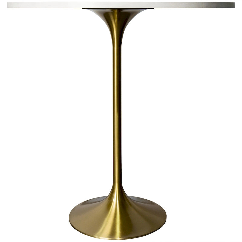 Black Marble MDF Round Bar Dining Table Brushed Gold Tulip Pedestal