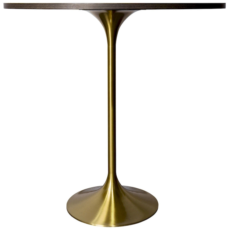 Black Marble MDF Round Bar Dining Table Brushed Gold Tulip Pedestal