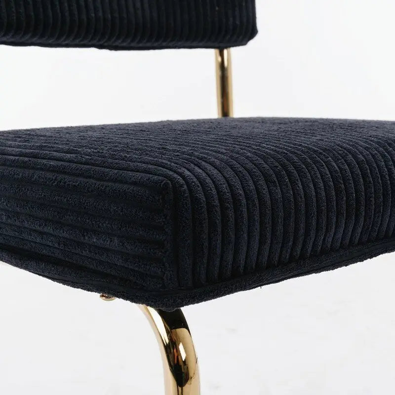 Beige Corduroy Dining Chairs Set of 2 Gold Cantilever C-Frame No Armrest High Density Foam
